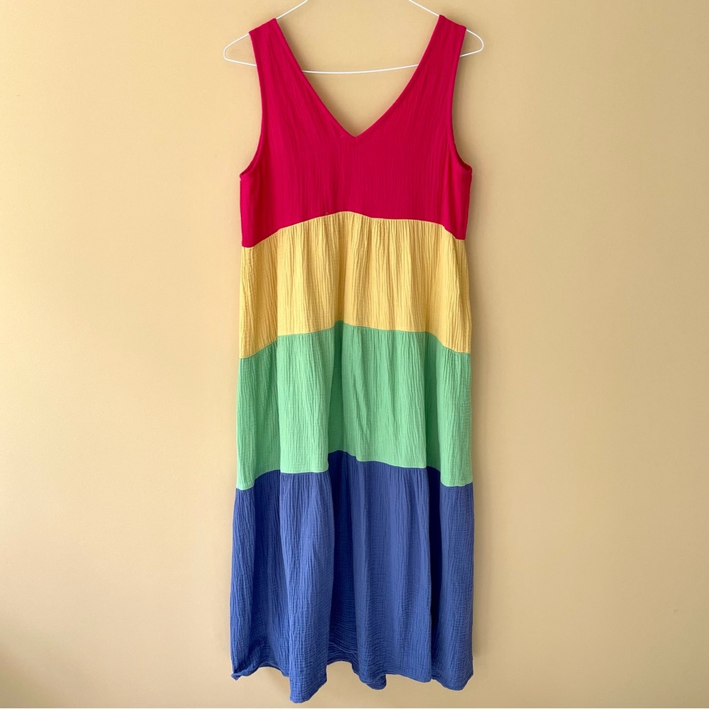 Marine Layer Colorblock Maxi Dress - Red, Yellow, Green, Blue - Picture 3 of 7